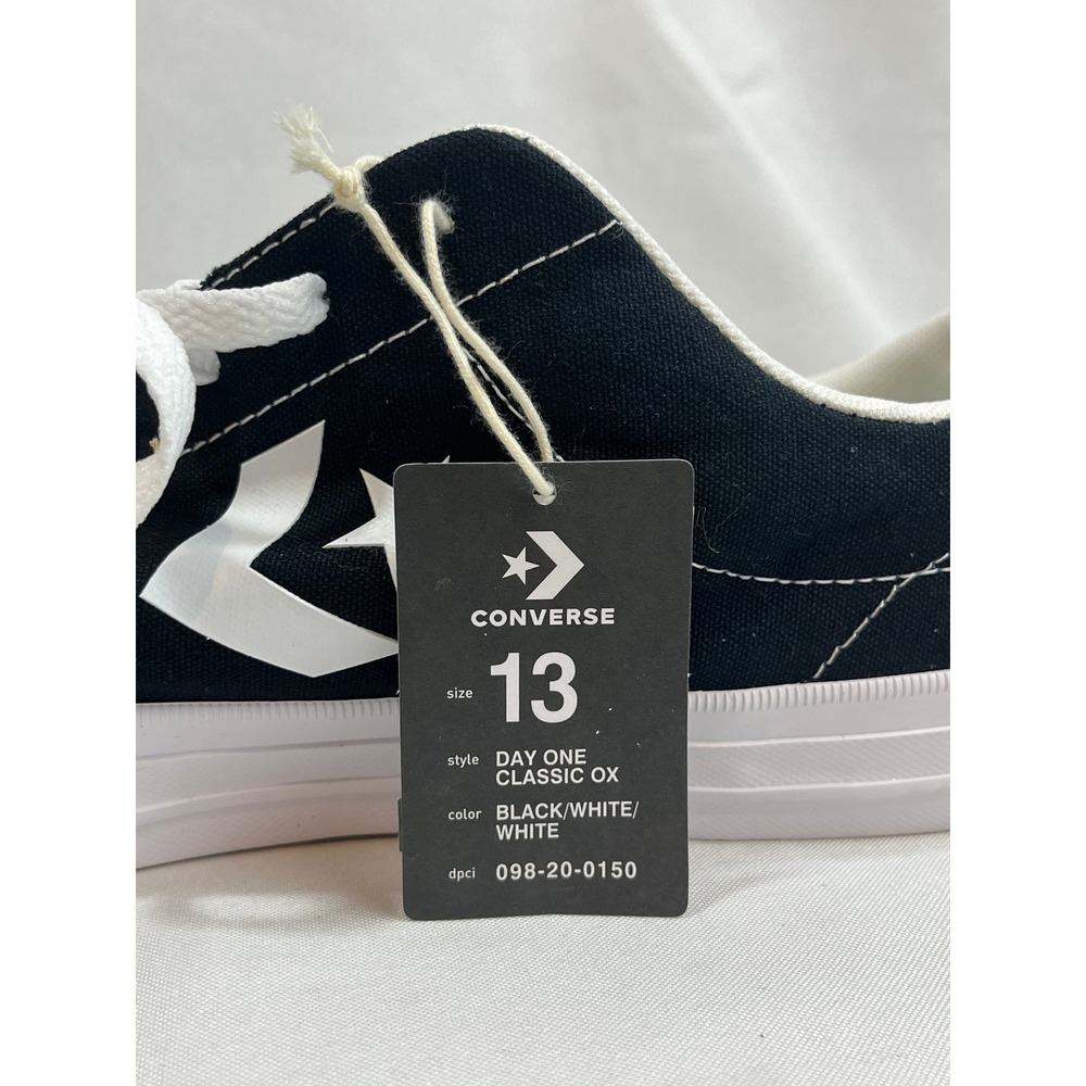 Converse Day One Classic Ox Mens 13 Black White Canvas Low Top‎ Sneakers - Picture 5 of 7
